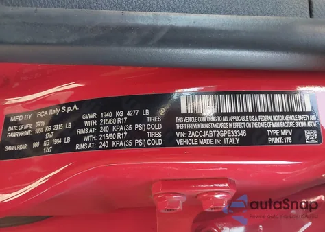 2016 Jeep Renegade Latitude z USA, uszkodzony, nr VIN ZACCJABT2GPE33346